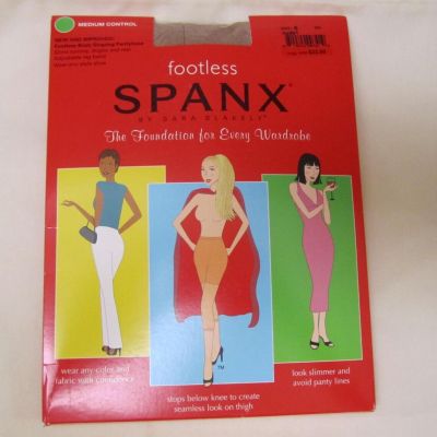 NWT Spanx Footless Control Top Pantyhose Women's Size B Nude- Made in USA